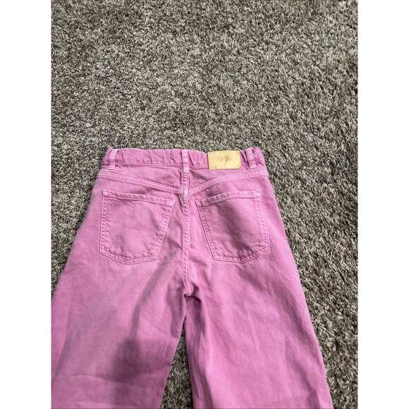 Zara Girls Size 11-12 Years Pink Wide Leg Jeans Button Fly 152 Cm - Picture 6 of 9